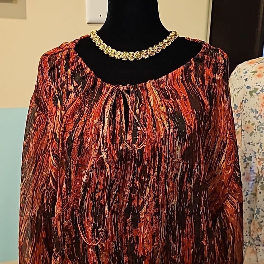 Arden B sheer pullover long sleeve top features beaded cuffs size medium